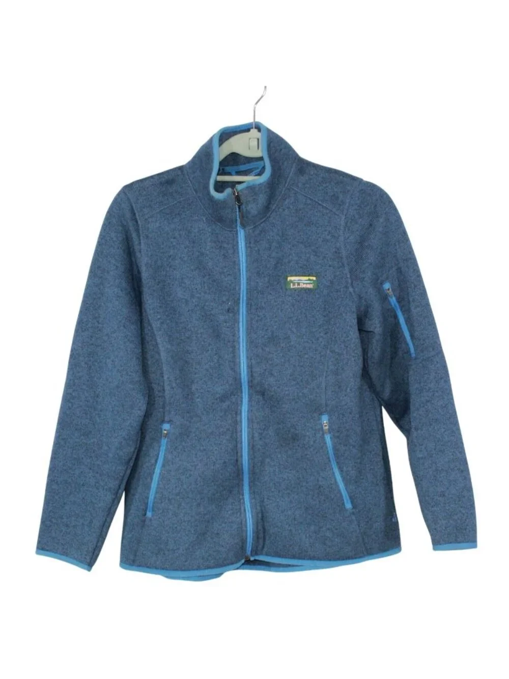 LL Bean Womens Sweater Fleece Full Zip Jacket Navy Everyday Casual Outdoor L Pet - Picture 1 of 11